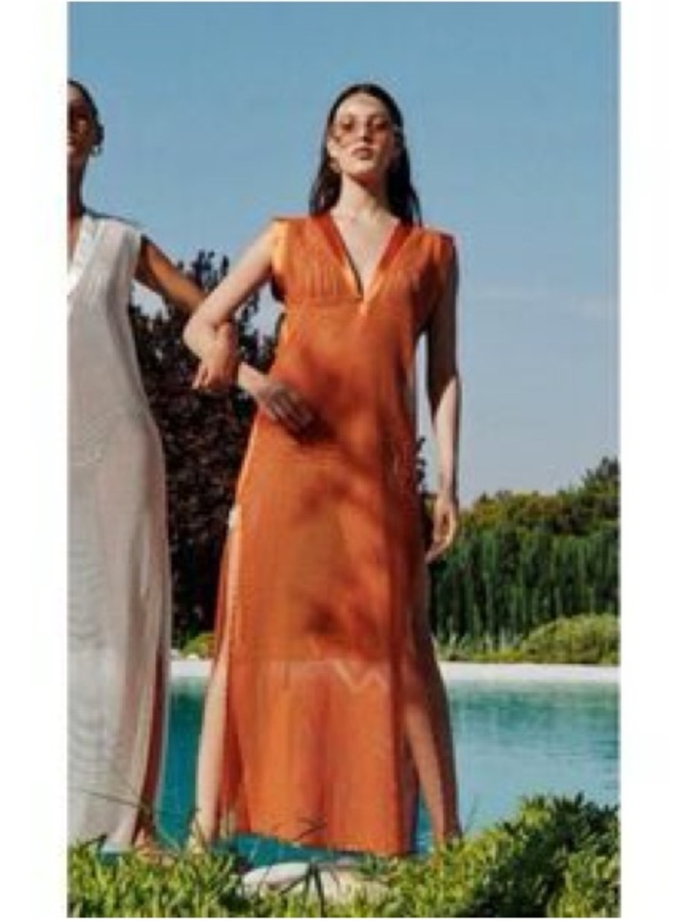 My Beachy Side Camila Dress Orange Flame Size S NWT Made in Turkey Satin Trim
